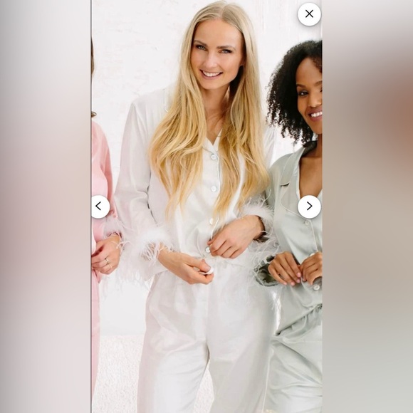 White Feather Satin Pajamas - Picture 5 of 6